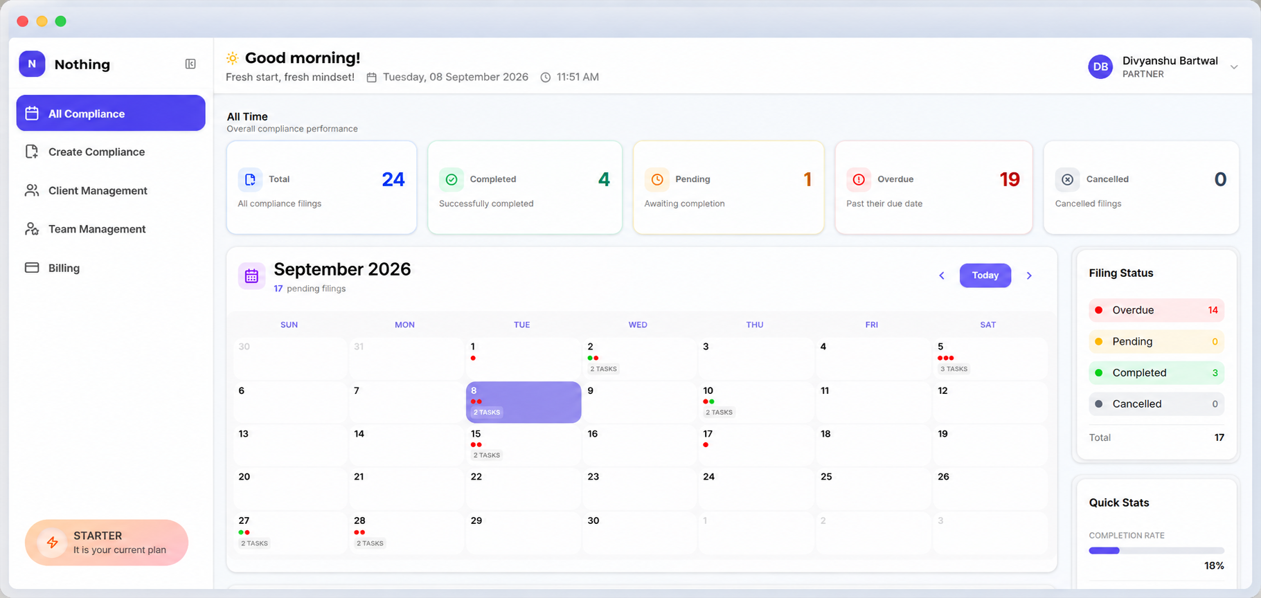 Client management dashboard